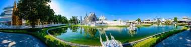 CHIANG RAI, THAILAND - November 9, 2020 : Panorama View of Rong Khun Temple, Chiang Rai Province.