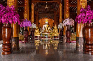 White Buddha statue in Ban Den temple, Chiang Mai province.