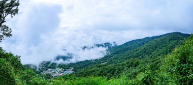 Panorama View of Mong Hill Tribe Village with Mountain View at Doi Suthep Pui National Park, Chiang Mai Province.