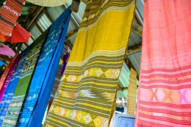 Colourful Thai Cloth in Pua District, Nan Province.