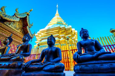 Wat Phrathat Doi Suthep tapınağının manzarası Chiang Mai, Tayland.