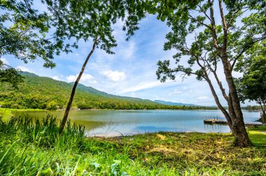 Morning view of Huay Tueng Thao Lake, Chiang Mai Province.