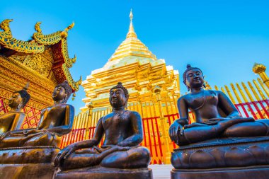 Wat Phrathat Doi Suthep tapınağının manzarası Chiang Mai, Tayland.
