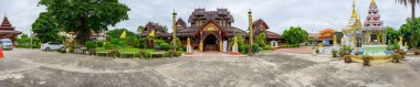 PHAYAO, THAILAND - August 13, 2020 : Pamorama of Wat Nantaram in Chiang Kham district, Phayao province.