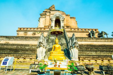 Tayland 'daki antik Varaviharn tapınağı Chediluang pagoda.