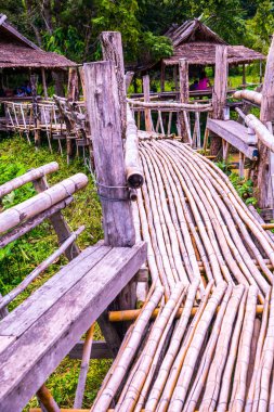 Tayland 'da göleti olan küçük bir köprü..