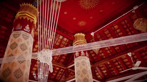 Vinculación Del Hilo Sagrado Para Uso Ceremonias Religiosas Budistas Antiguas — Vídeos de Stock