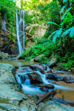 Mork Fah Waterfall in Doi Suthep Pui National Park at Chiang Mai Province, Thailand. clipart