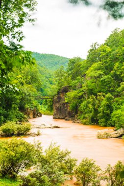 Ob Luang Ulusal Parkı, Tayland 'da nehrin üzerinde küçük bir köprü..