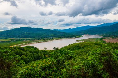 Mekong nehrinin doğal manzarası, Tayland.