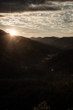 Mountain view  with mist at Wat Phrathat Doi Leng view point, Thailand. clipart