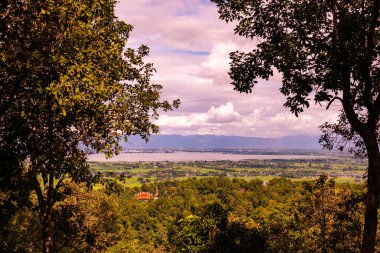 Kwan Phayao lake and Phayao city in the rainy season, Thailand. clipart