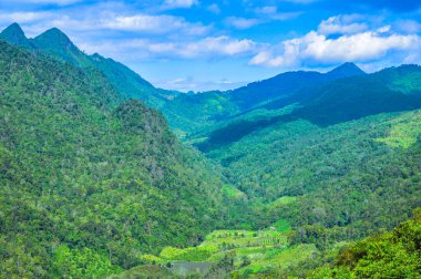Chiang Mai Serisi: Sui Thang Manzara Noktasındaki dağ sıralarının güzel doğal manzarası. Doi Pha Hom Pok Ulusal Parkı, Tayland. Angkhang dağı, Chiang Mai vilayetinde..