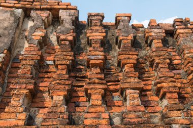 Eski tuğla duvarların arka planı, Tayland