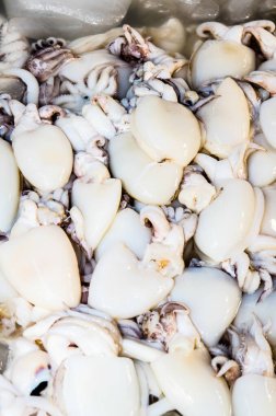 Taze mürekkep balığı taze pazarda, Tayland