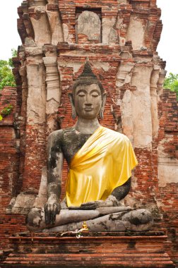 Tayland 'ın Ayutthaya ilindeki Antik Buda heykeli.