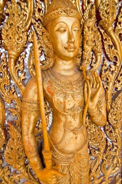 Tay döküm sanat duvar, u-thaithani ili, Tayland.