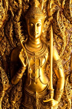 Tay döküm sanat duvar, u-thaithani ili, Tayland.