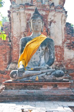 Tayland 'ın Ayutthaya ilindeki eski Buda heykeli.