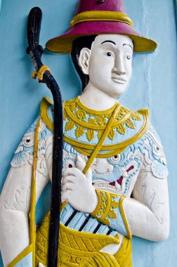 Tay tarzı sanat Wat Phra Kaew Tapınak, Tayland, kapıdaki kalıplama.