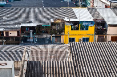 Tayland 'da kuş bakışı çatı manzarası.