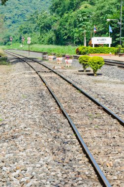 Tren yolu ve tren istasyonu, Tayland.