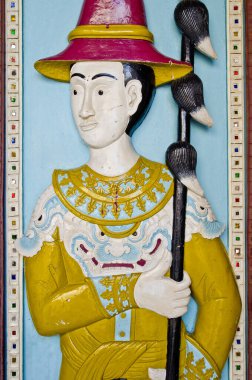 Tay tarzı sanat Wat Phra Kaew Tapınak, Tayland, kapıdaki kalıplama.