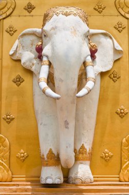 Duvardaki beyaz fil heykeli, Tayland.