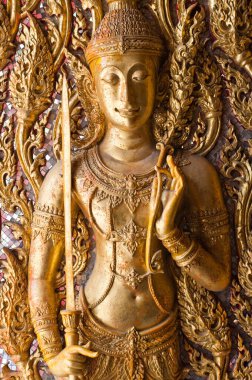 Tay döküm sanat duvar, u-thaithani ili, Tayland.