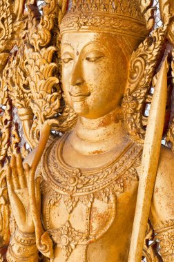 Tay döküm sanat duvar, u-thaithani ili, Tayland.