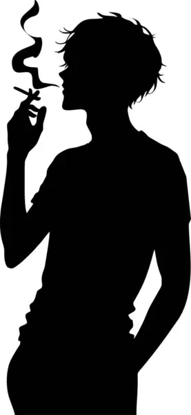 stock vector smoking man black silhouette