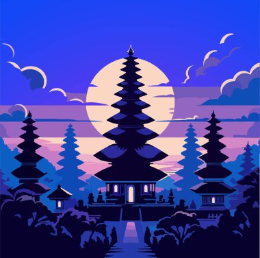 pura bali Endonezya gecesi