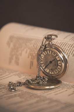 Retro clock on the background of the book. Photographer Anastasia M. https://t.me/AnastassiyaMaslovaEstelle