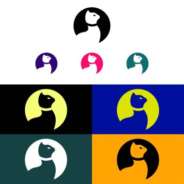 Cat animal vector logo design . white cat logo . black cat logo . cat icon . cat silhouette 