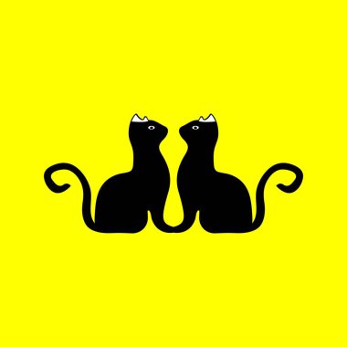 Cat animal vector logo design . white cat logo . black cat logo . cat icon . cat silhouette 