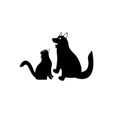 Cat and dog animal logo design . cat icon . cat silhouette 