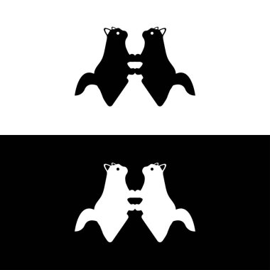 Cat animal vector logo design . white cat logo . black cat logo . cat icon . cat silhouette 