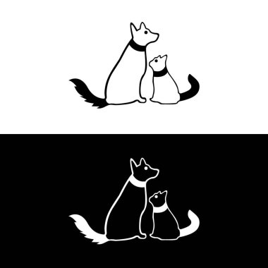 Cat and dog animal logo design . cat icon . dog silhouette 