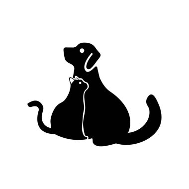 Cat and dog animal logo design . cat icon . dog silhouette 