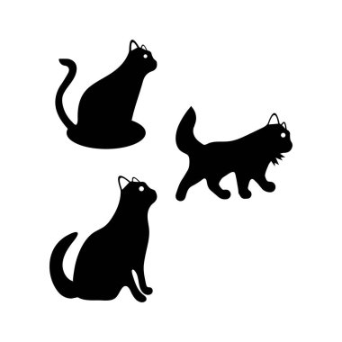 Cat animal vector logo design . White cat logo . Black cat logo . Cat icon . Cat silhouette 