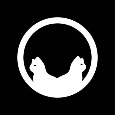 Cat animal vector logo design . White cat logo . Black cat logo . Cat icon . Cat silhouette 