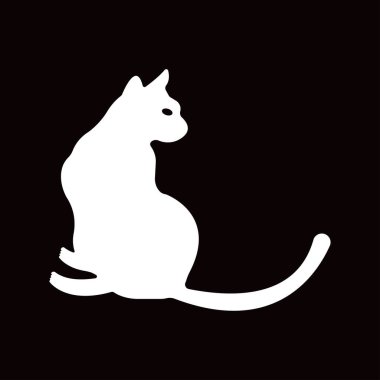 Cat animal vector logo design . White cat logo . Black cat logo . Cat icon . Cat silhouette 