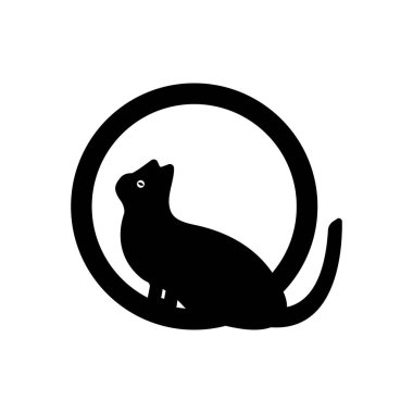 Cat animal vector logo design . White cat logo . Black cat logo . Cat icon . Cat silhouette 