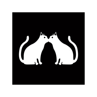 Cat animal vector logo design . White cat logo . Black cat logo . Cat icon . Cat silhouette 