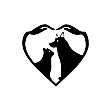 Dog and cat animal vector logo design . Dog icon . Cat silhouette 