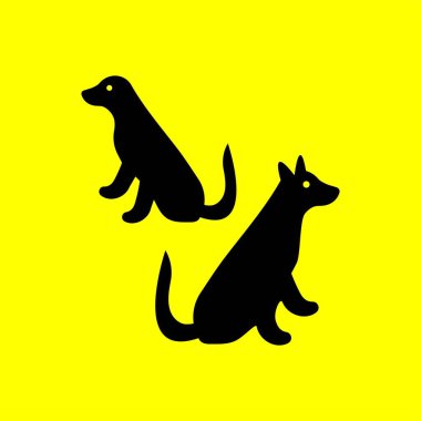 Dog animal vector logo design . Dog icon . Dog silhouette . White dog logo . Black dog logo 