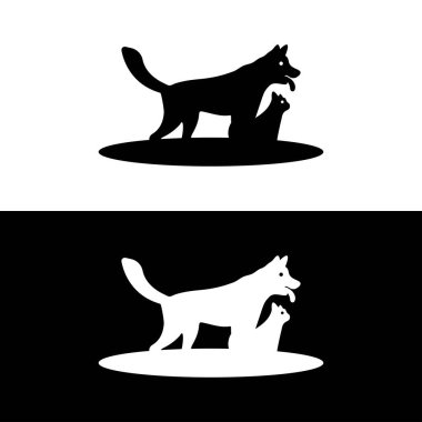 Cat and dog animal vector logo design . Dog icon . Cat silhouette 