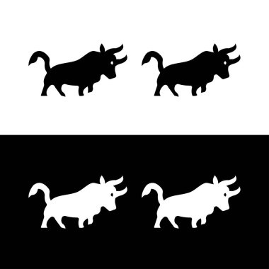 Bull animal vector logo design . Bull icon . Bull silhouette . Black bull logo . White bull logo 