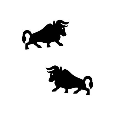 Bull animal vector logo design . Bull icon . Bull silhouette . Black bull logo . White bull logo 