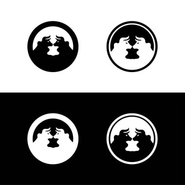 Bull animal vector logo design . Bull icon . Bull silhouette . Black bull logo . White bull logo 